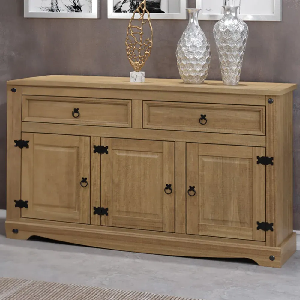 Corona 3 Door 2 Drawer Sideboard - Brown, Pine image