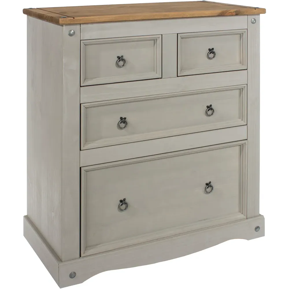 Corona 4 Drawer Chest of Drawers - Grey, Pine