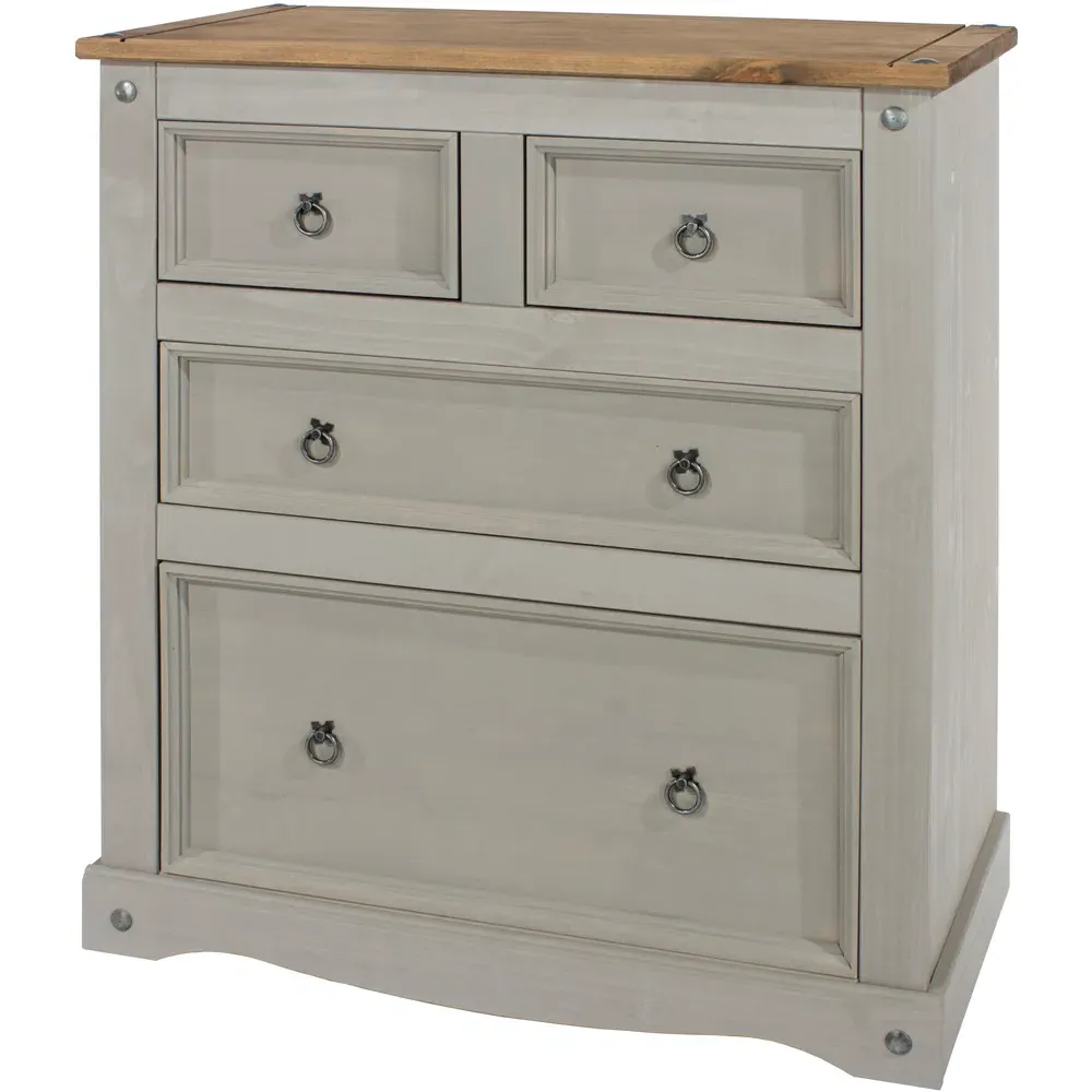 Corona 4 Drawer Chest of Drawers - Grey, Pine