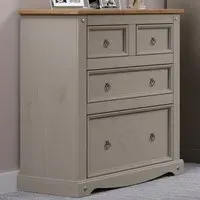 Corona 4 Drawer Chest of Drawers - Grey, Pine