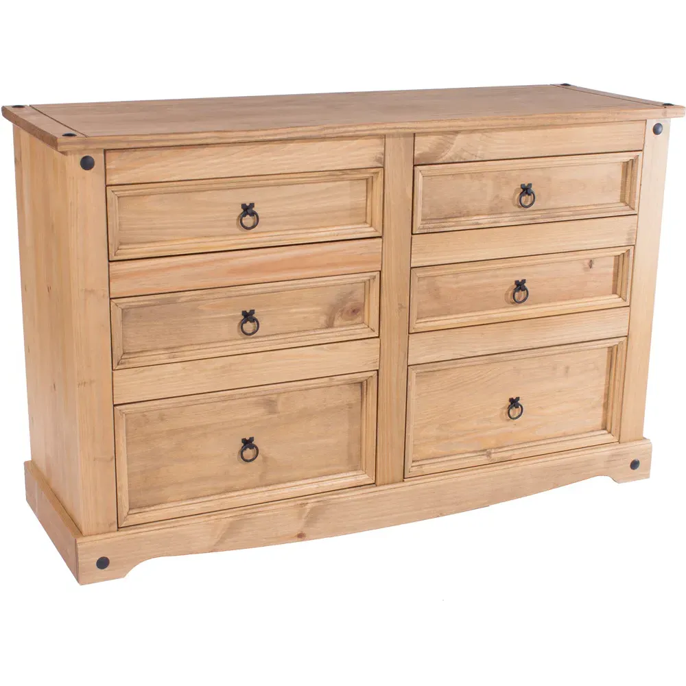 Corona 6 Drawer Wide Chest of Drawers - Brown, Pine
