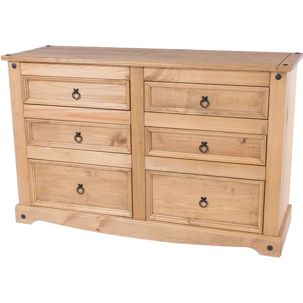 Corona 6 Drawer Wide Chest of Drawers - Brown, Pine