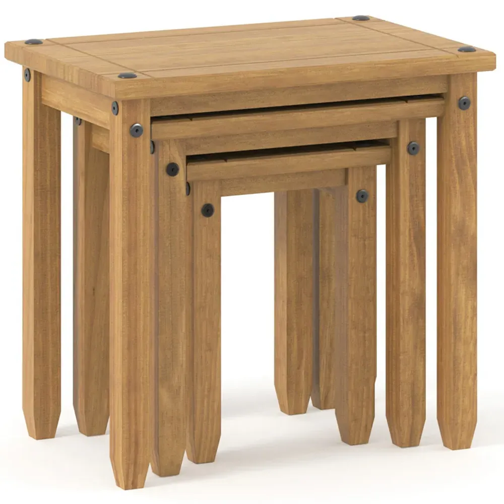 Corona Nest of Tables Set of 3 - Brown, Pine