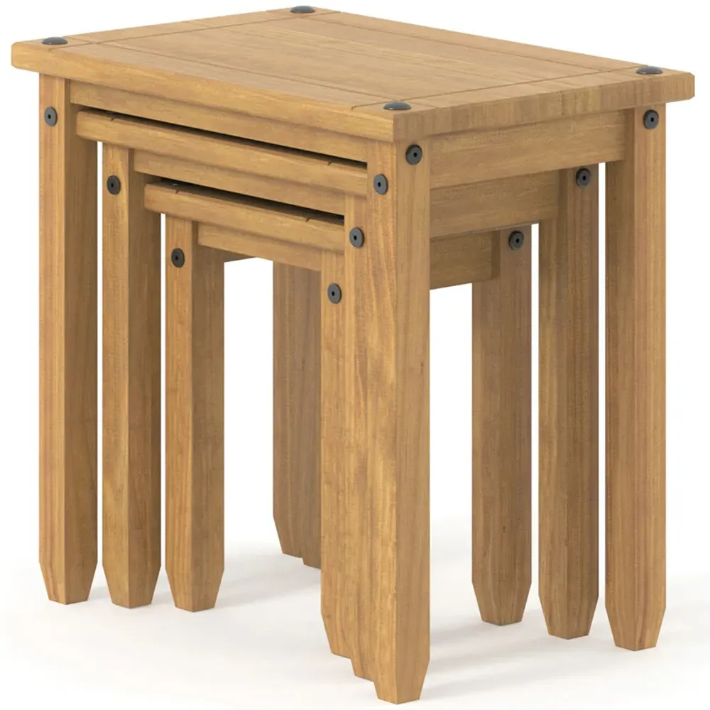 Corona Nest of Tables Set of 3 - Brown, Pine
