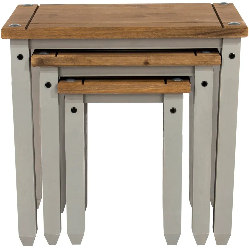 Corona Nest of Tables Set of 3 - Grey, Pine