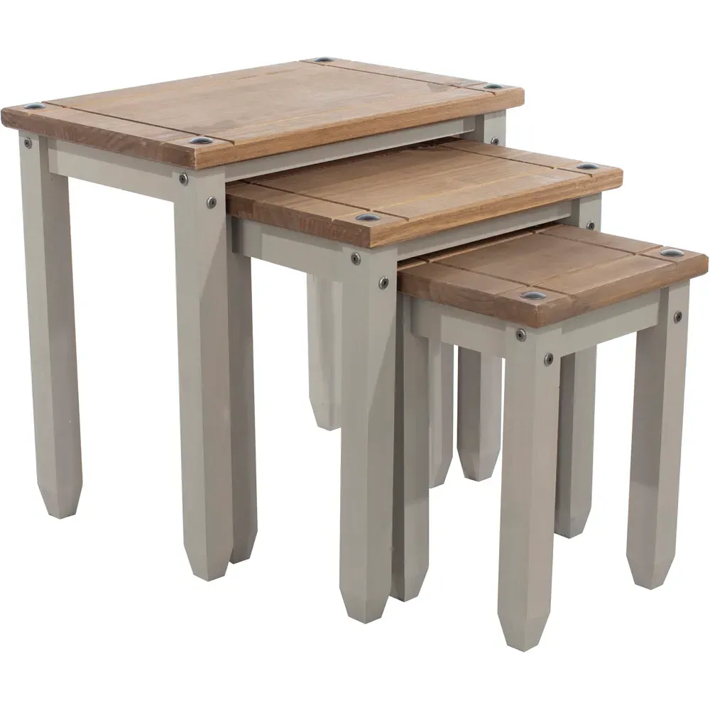 Corona Nest of Tables Set of 3 - Grey, Pine