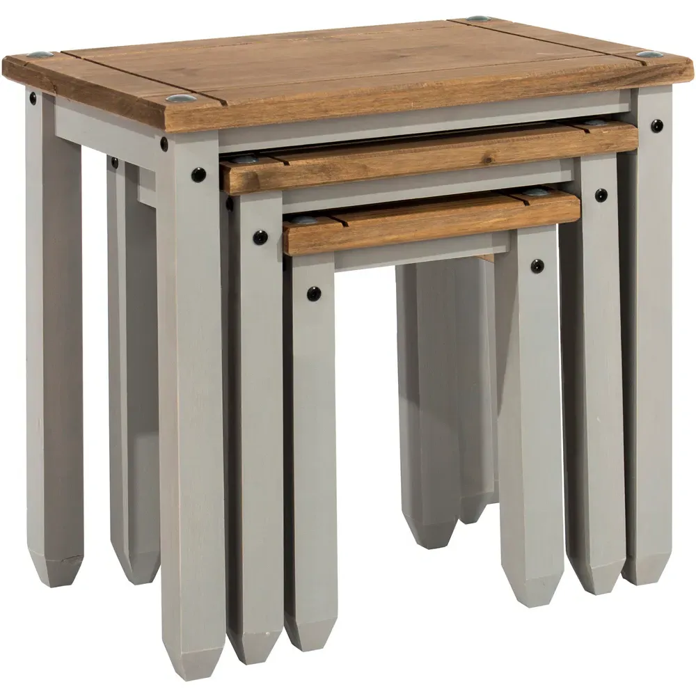 Corona Nest of Tables Set of 3 - Grey, Pine