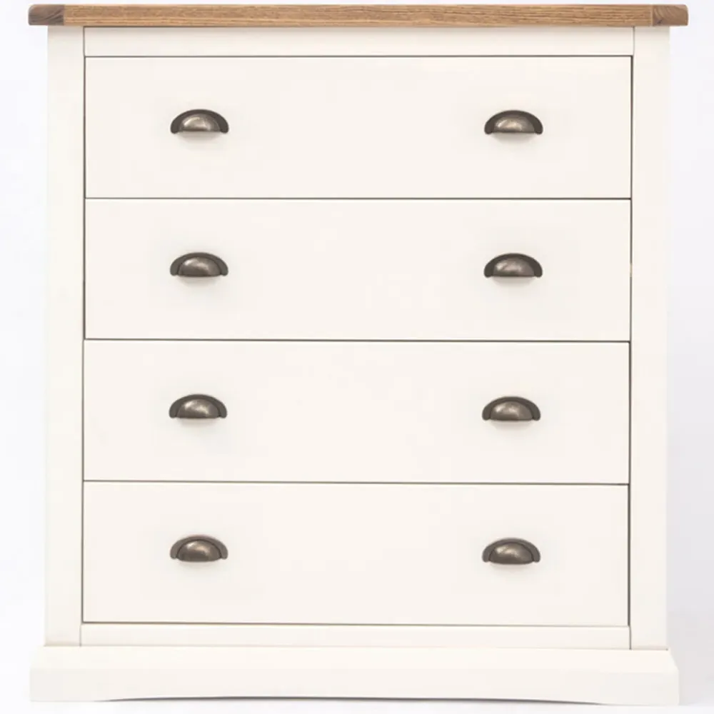 Cosenza 4 Drawer Chest of Drawers with Brass Cup Handles - White