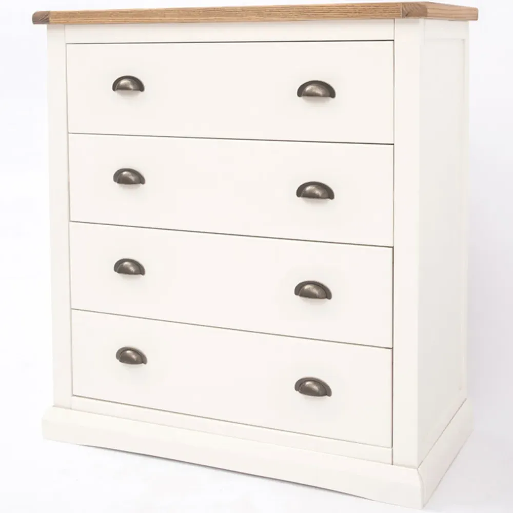 Cosenza 4 Drawer Chest of Drawers with Brass Cup Handles - White