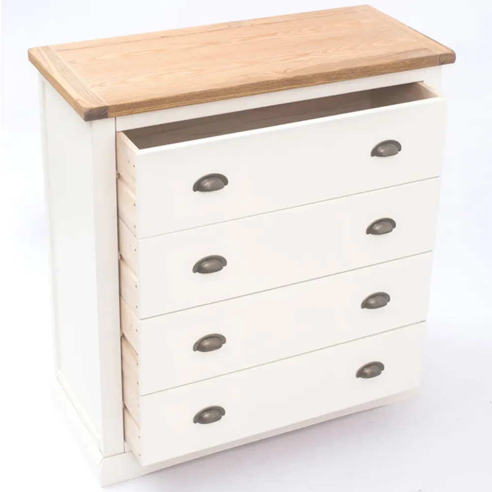 Cosenza 4 Drawer Chest of Drawers with Brass Cup Handles - White