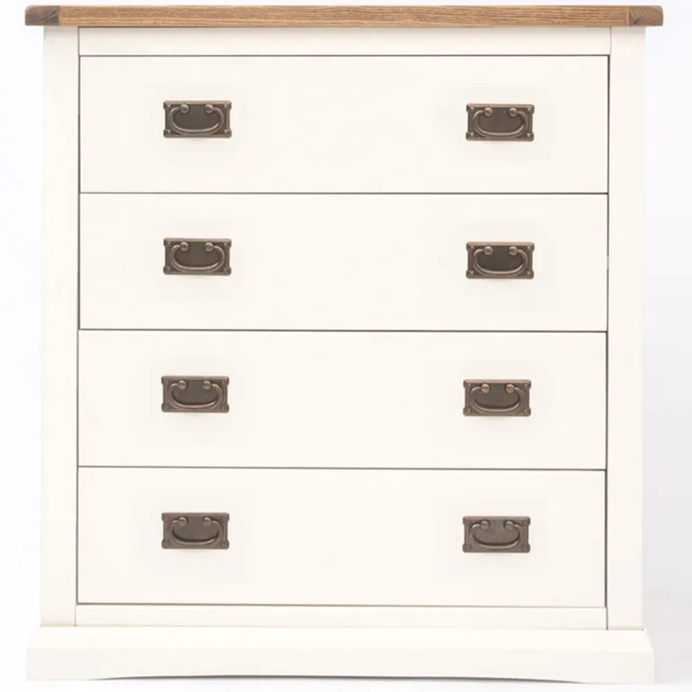 Cosenza 4 Drawer Chest of Drawers with Brass Drop Handles - White