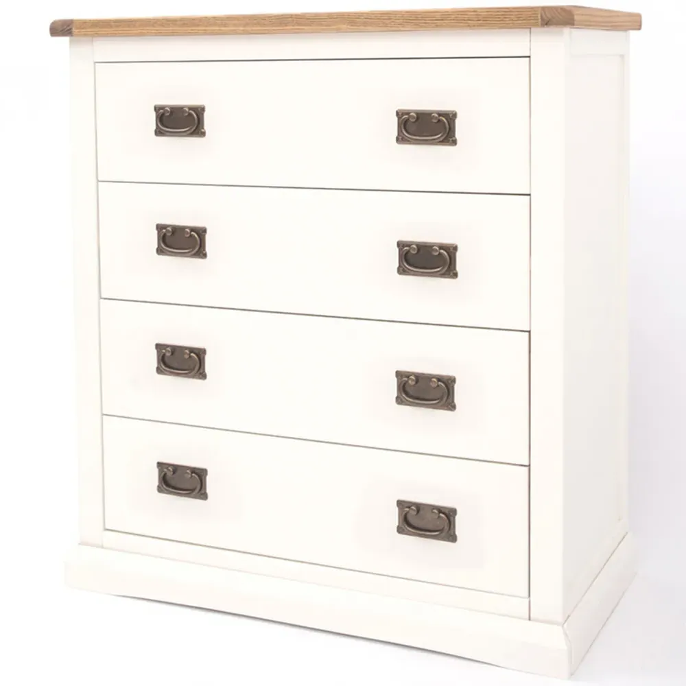 Cosenza 4 Drawer Chest of Drawers with Brass Drop Handles - White
