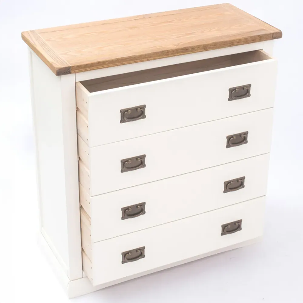 Cosenza 4 Drawer Chest of Drawers with Brass Drop Handles - White