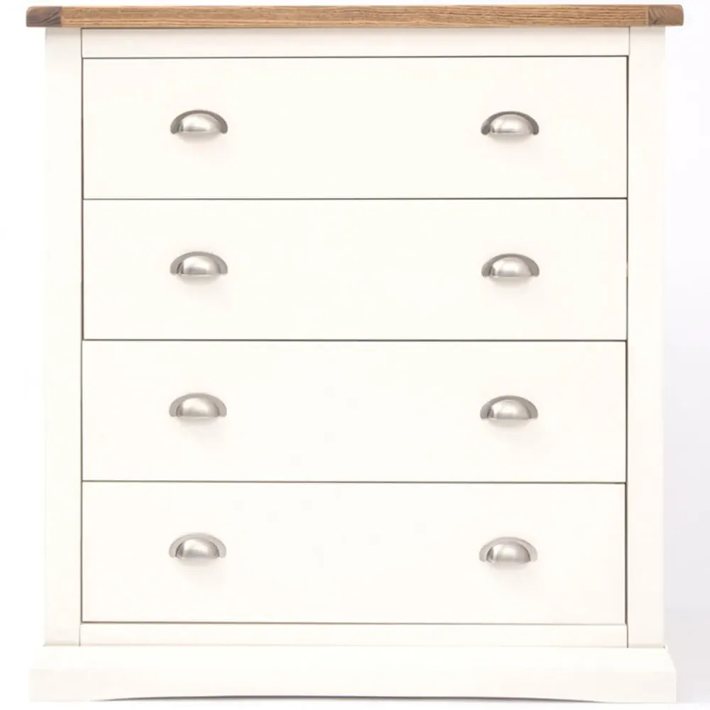 Cosenza 4 Drawer Chest of Drawers with Chrome Cup Handles - White