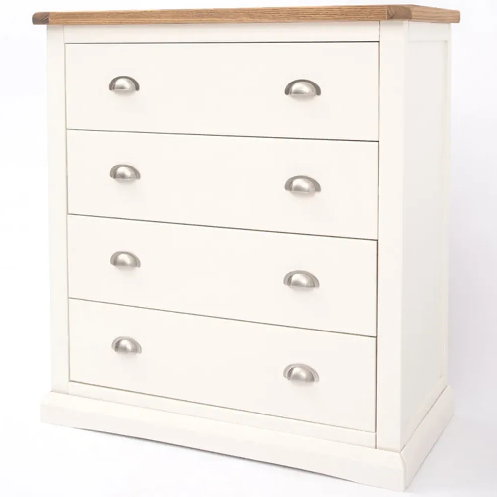 Cosenza 4 Drawer Chest of Drawers with Chrome Cup Handles - White