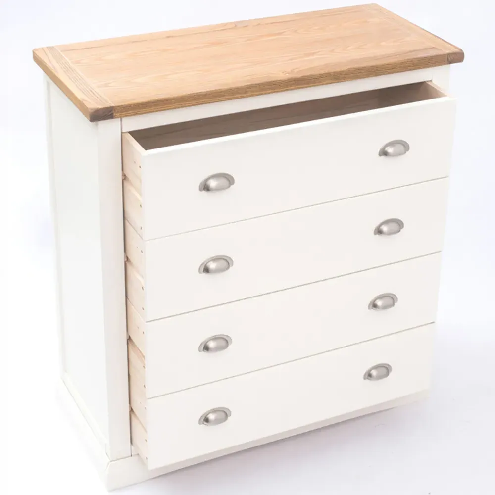 Cosenza 4 Drawer Chest of Drawers with Chrome Cup Handles - White