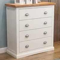 Cosenza 4 Drawer Chest of Drawers with Chrome Cup Handles - White