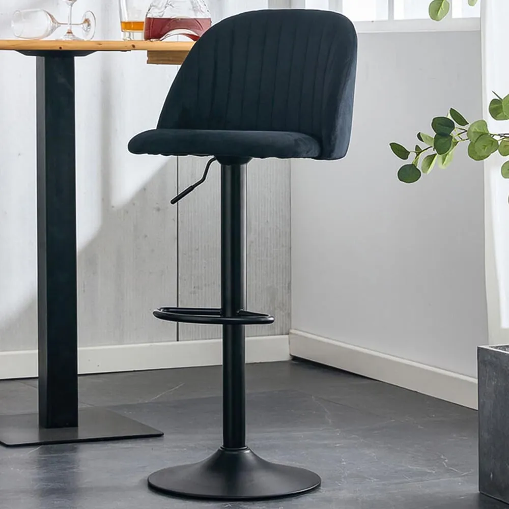 Cosmo Height Adjustable Swivel Bar Stool - Black, Velvet image