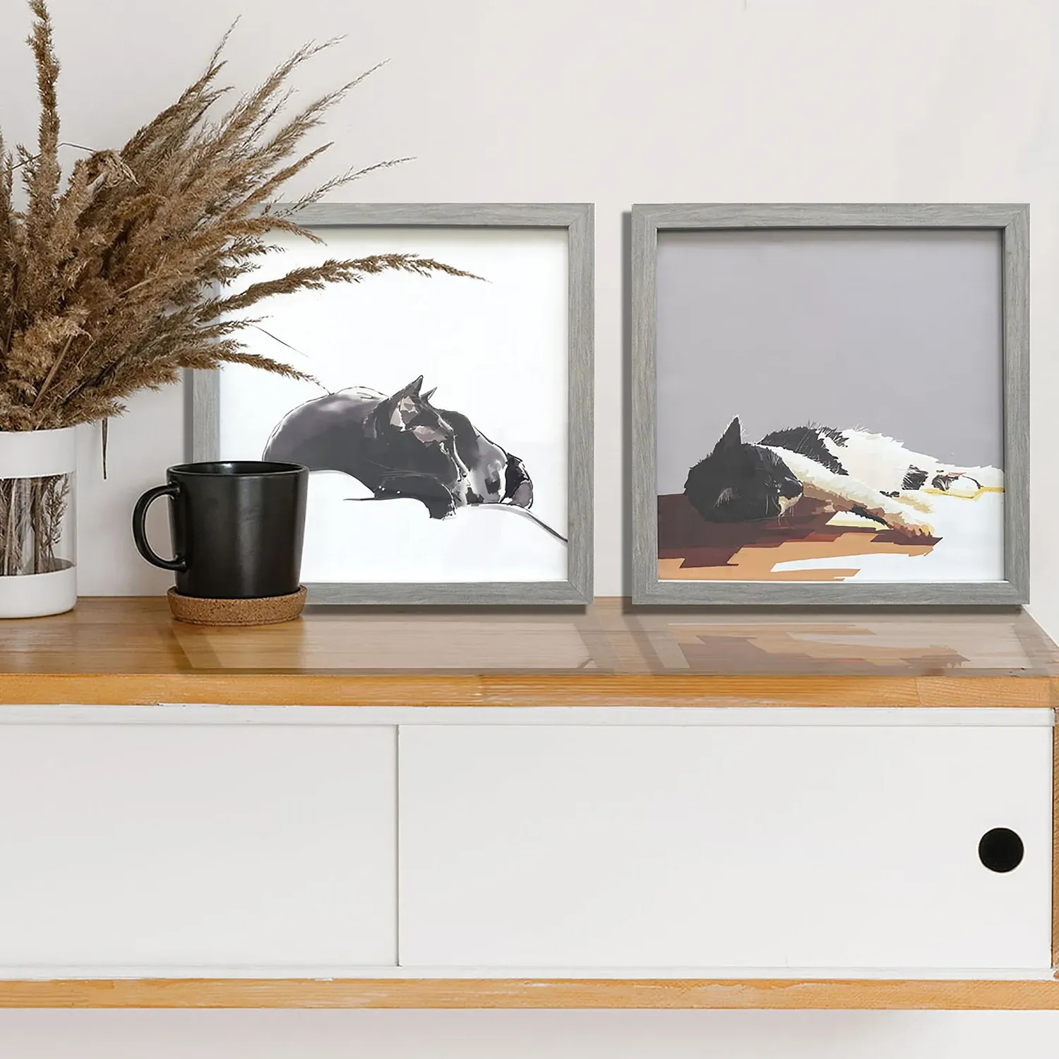 Cosy Kitties Framed Art - Grey