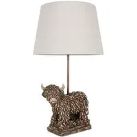 Cow Table Lamp - White, Antique Brass