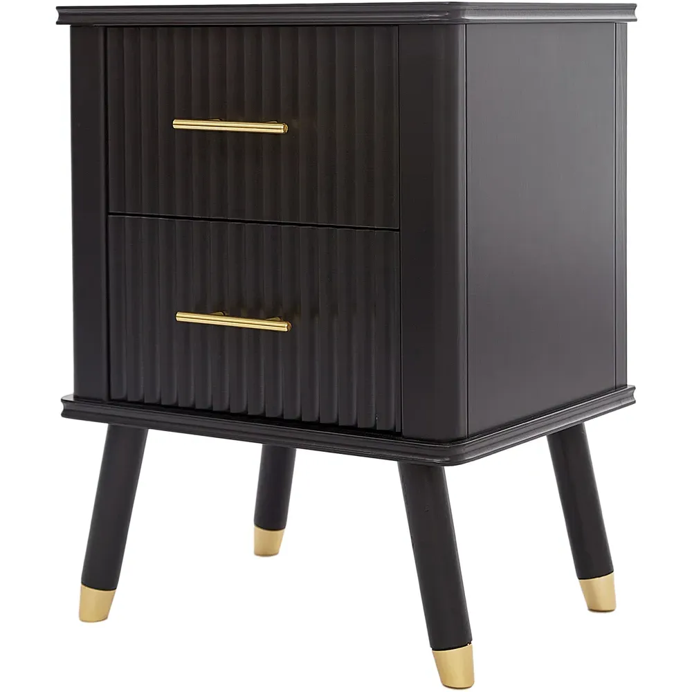 Cozzano 2 Drawer Bedside Table - Black