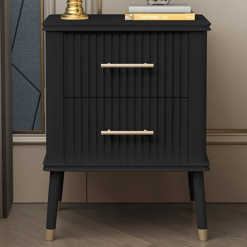 Cozzano 2 Drawer Bedside Table - Black image