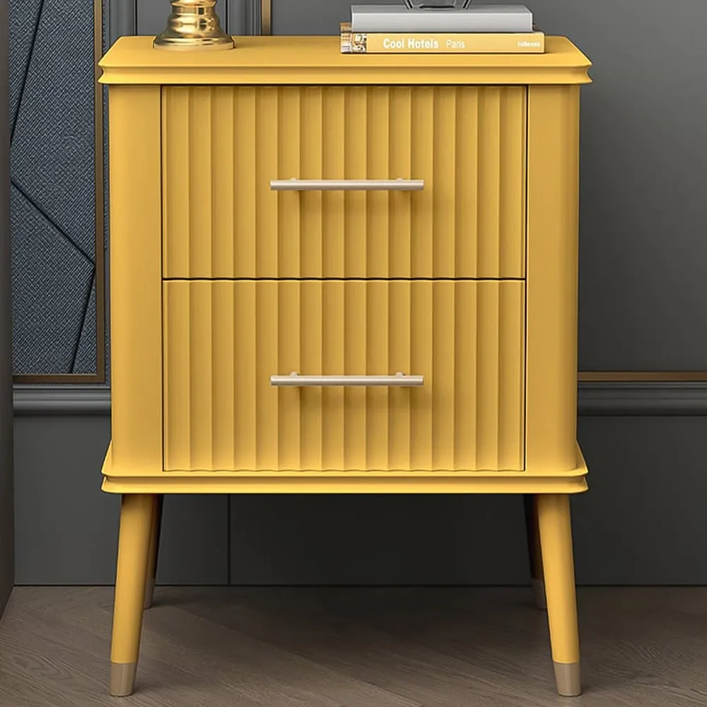 Cozzano 2 Drawer Bedside Table - Mustard