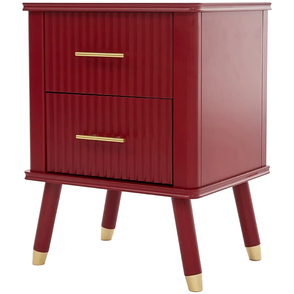 Cozzano 2 Drawer Bedside Table - Red