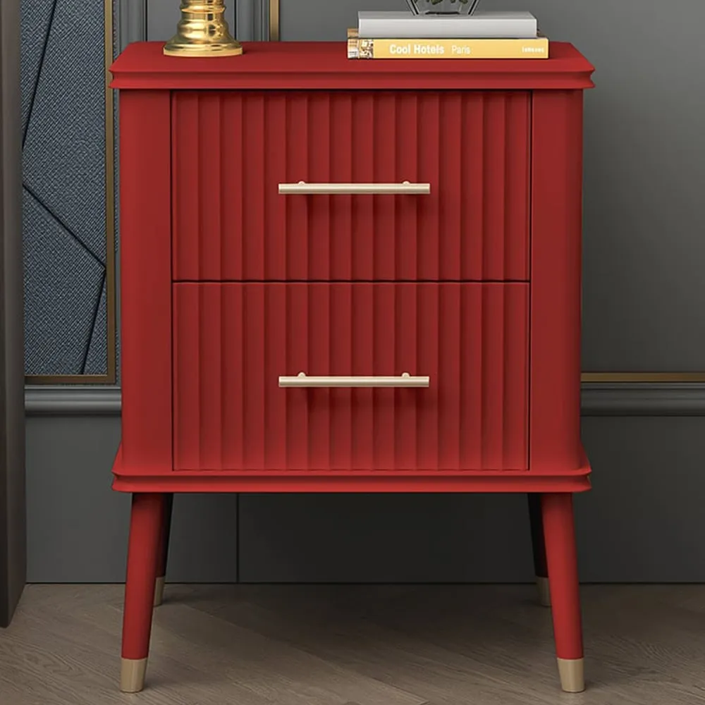 Cozzano 2 Drawer Bedside Table - Red