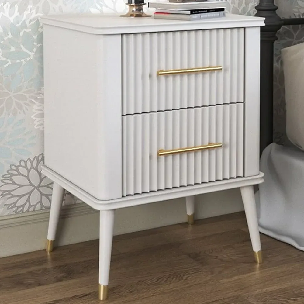 Cozzano 2 Drawer Bedside Table - White