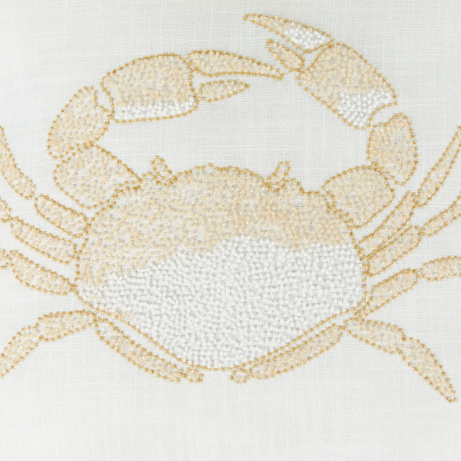Crab Beaded Cushion - White