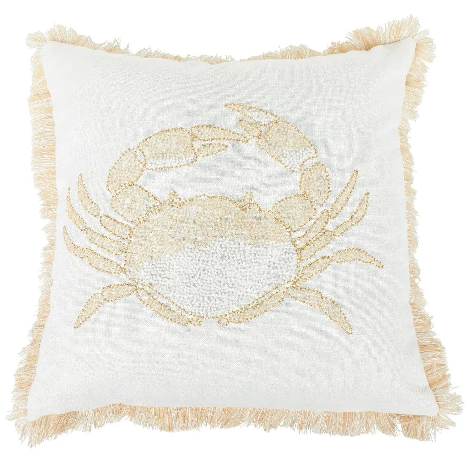 Crab Beaded Cushion - White image