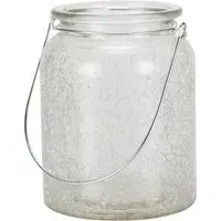 Crackle Glass Tealight Candle Holder - Clear