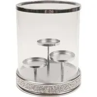 Crushed Crystal Round Triple Candle Holder