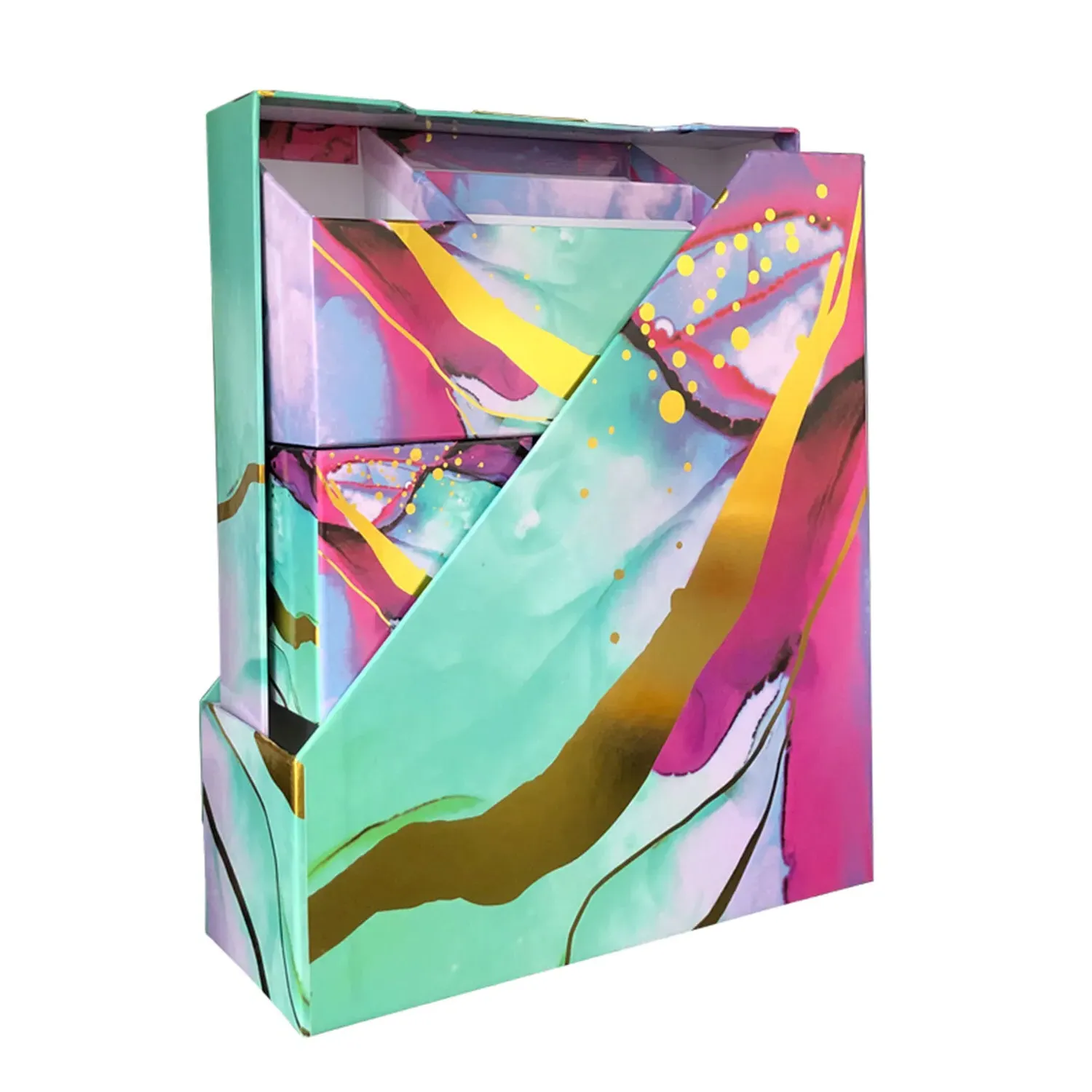 Crystal Desk Organiser - Multicolour Marble