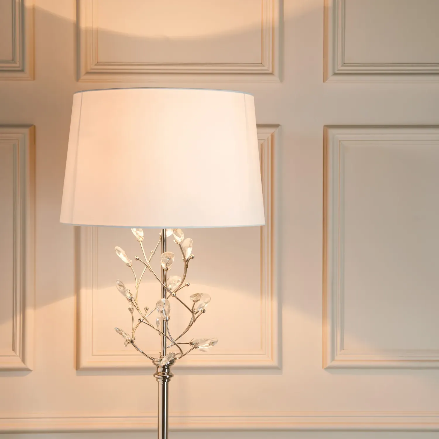 Crystal Leaf Floor Lamp - Silver