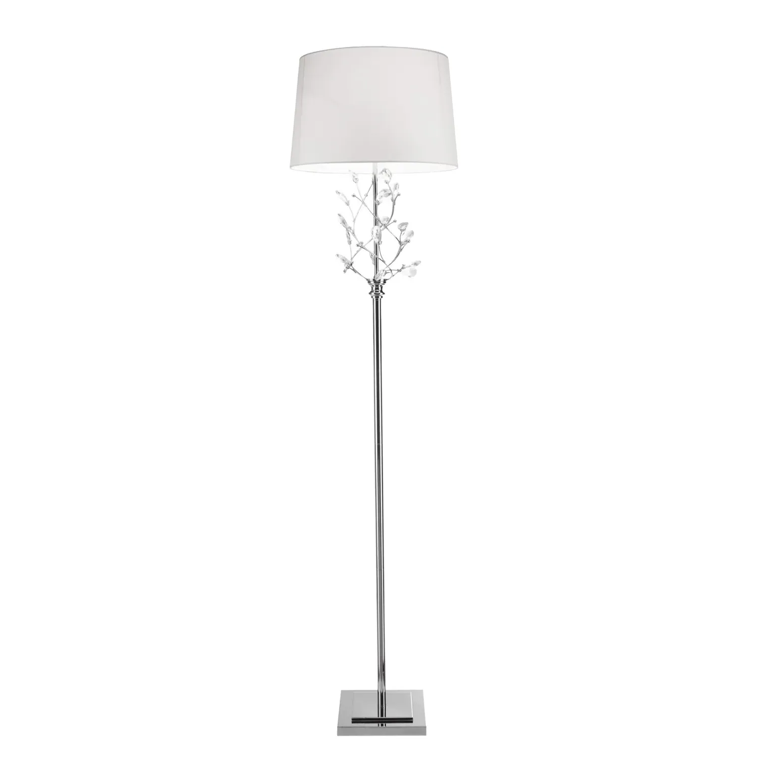 Crystal Leaf Floor Lamp - Silver