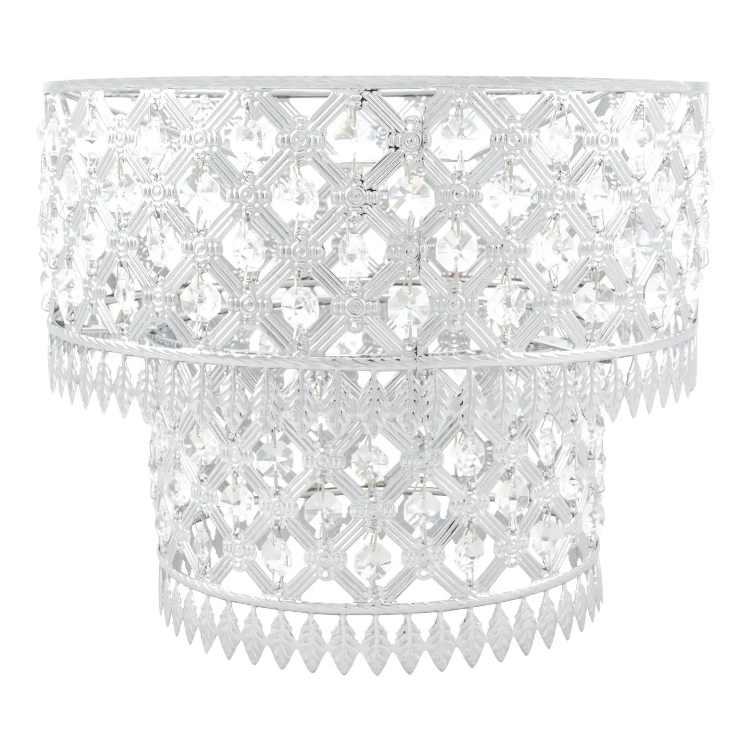 Crystal Leaf Tier Pendant Shade - Silver
