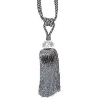 Crystal Tieback with Tassel - Charcoal