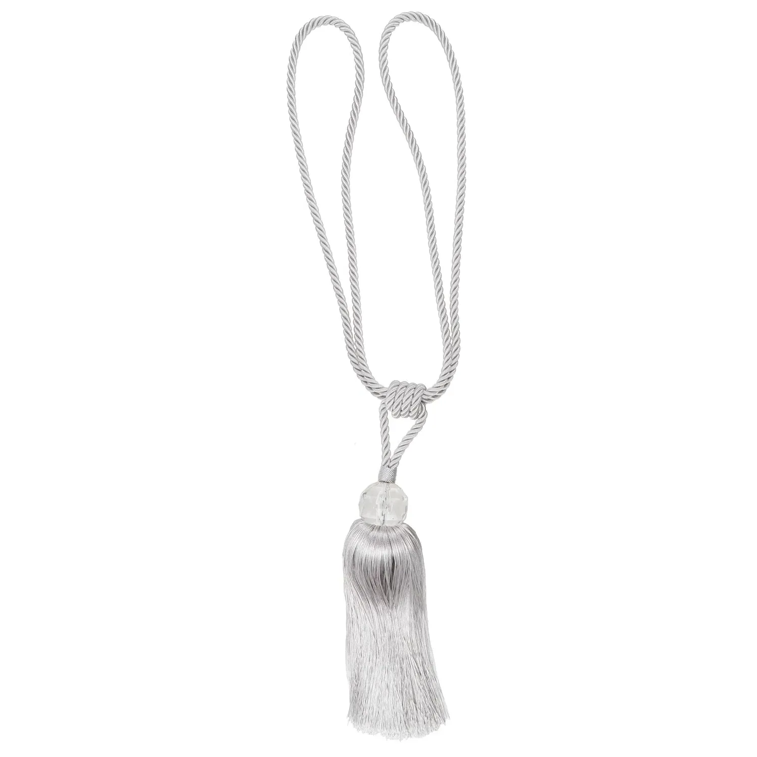 Crystal Tieback with Tassel - Silver