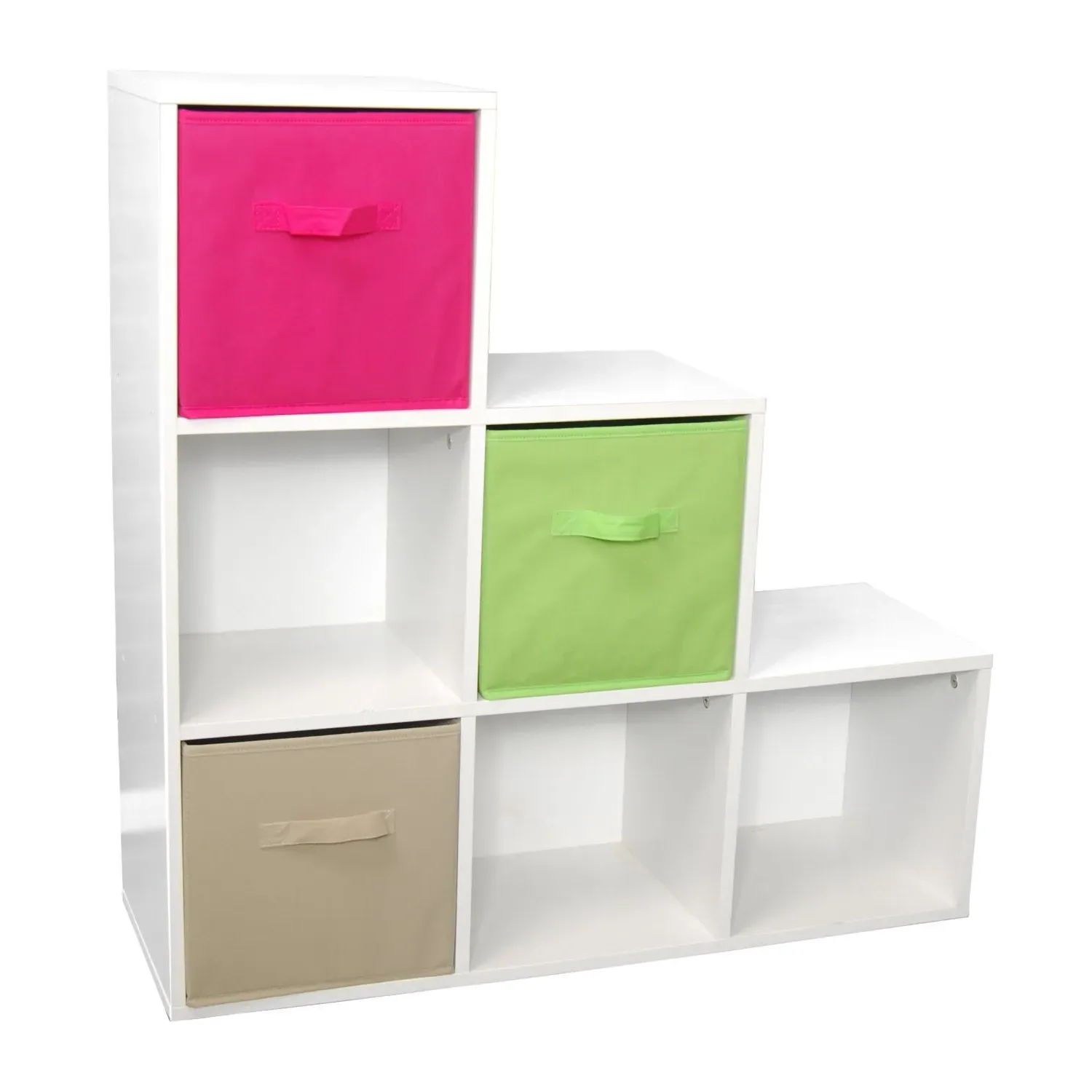 Cuba 6 Compartment Step Storage Unit - White