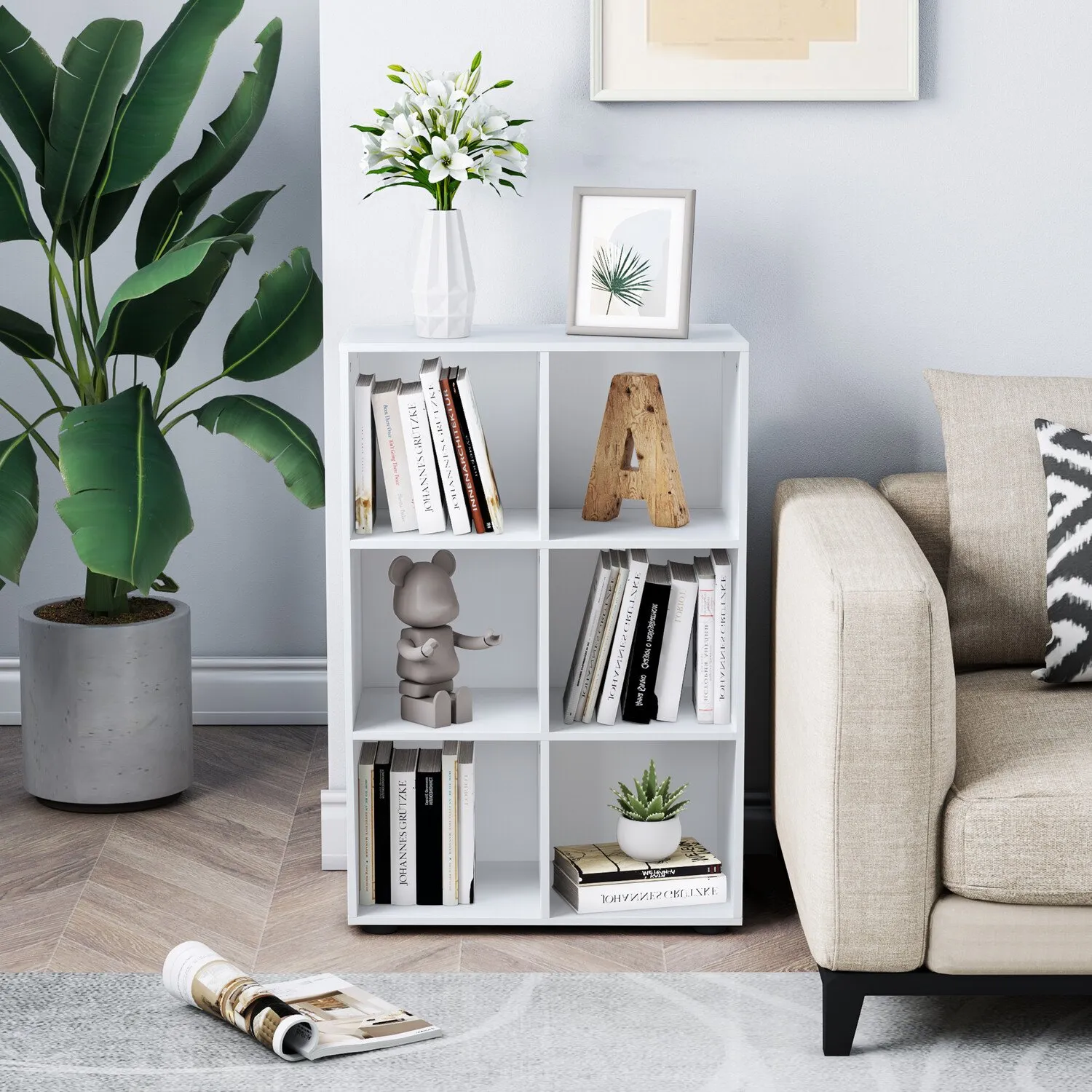 Cuba 6-Hole Storage Unit - White