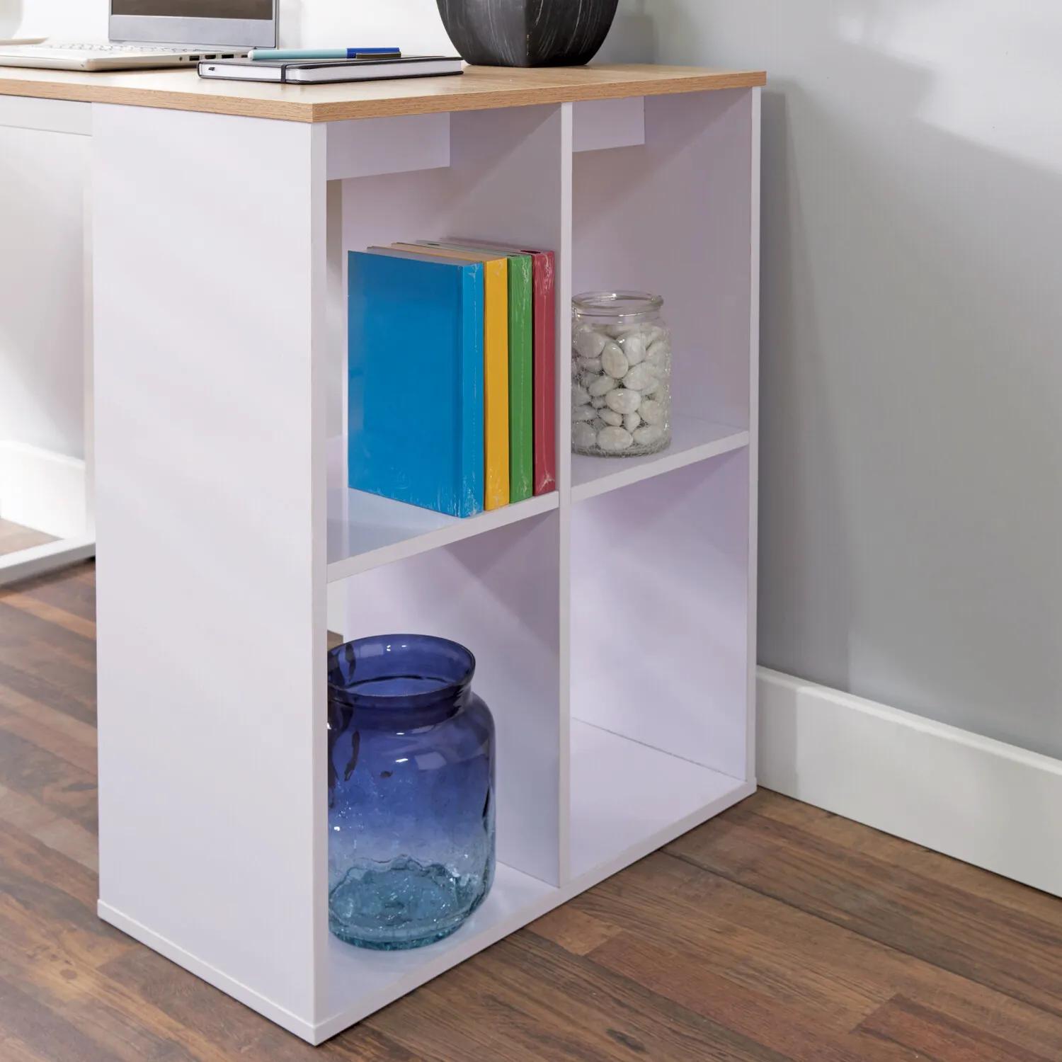 Cuba Computer Desk with Shelves - White