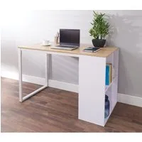 Cuba Computer Desk with Shelves - White