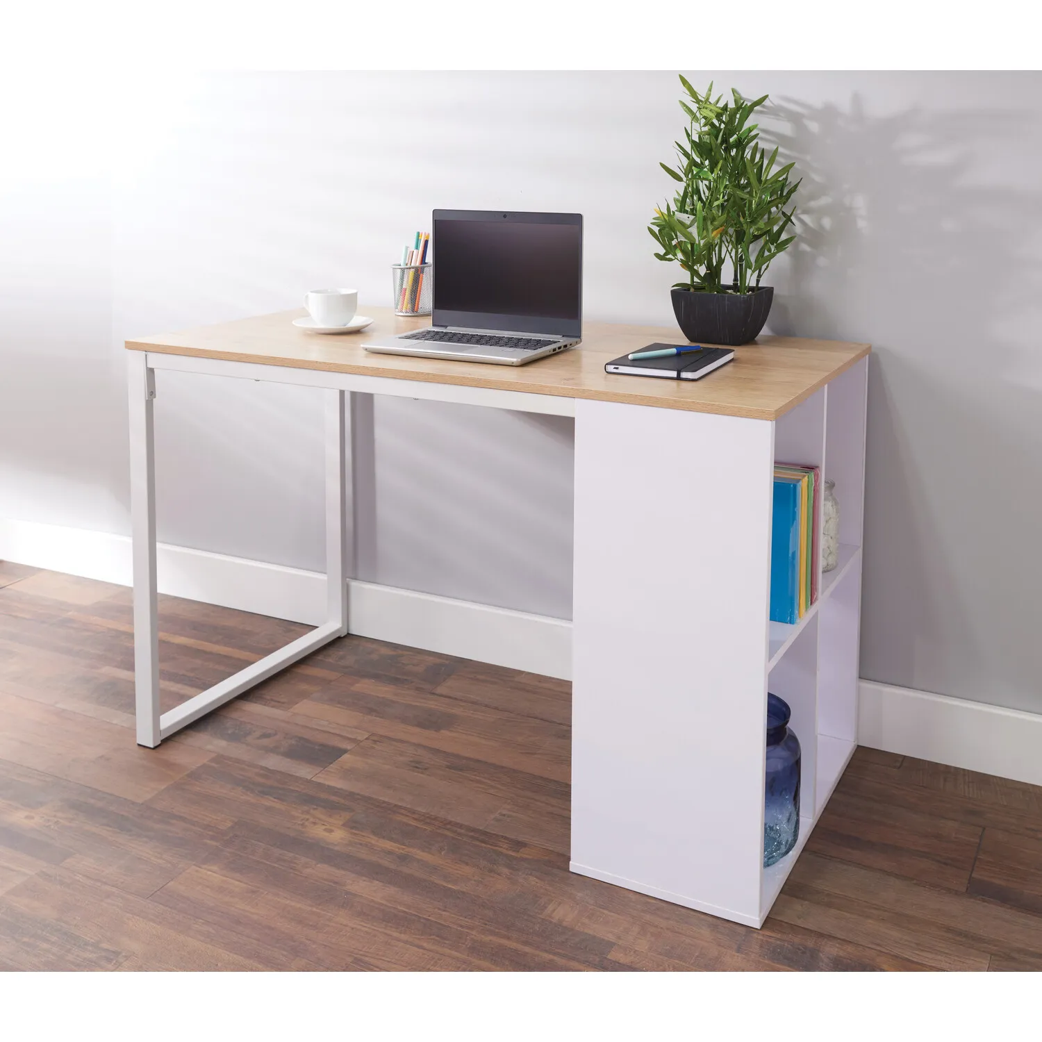 Cuba Computer Desk with Shelves - White image