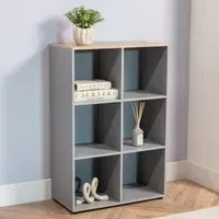 Cuba Sonoma Oak 6 Shelf Storage Unit - Grey