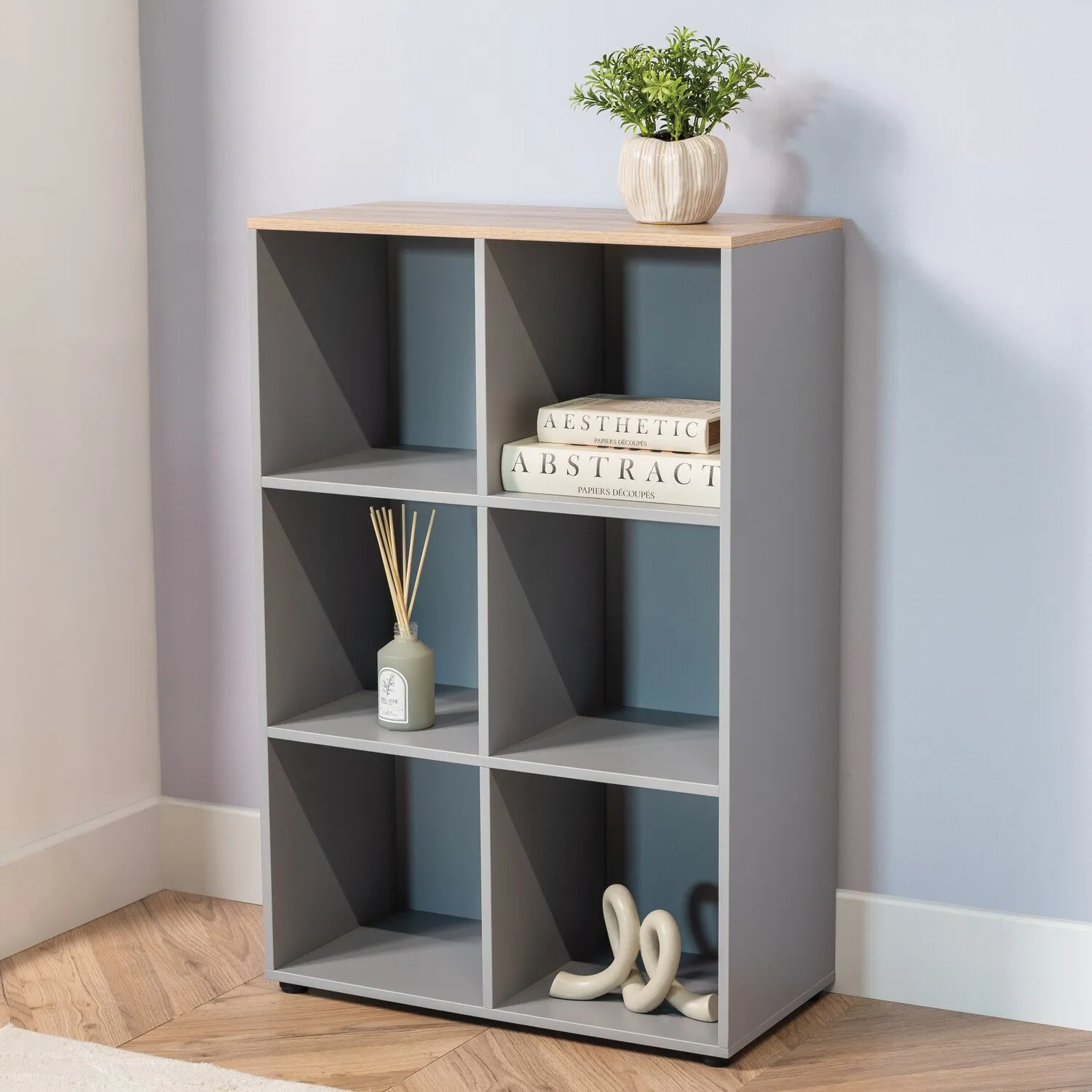 Cuba Sonoma Oak 6 Shelf Storage Unit - Grey image