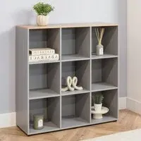 Cuba Sonoma Oak 9 Shelf Storage Unit - Grey