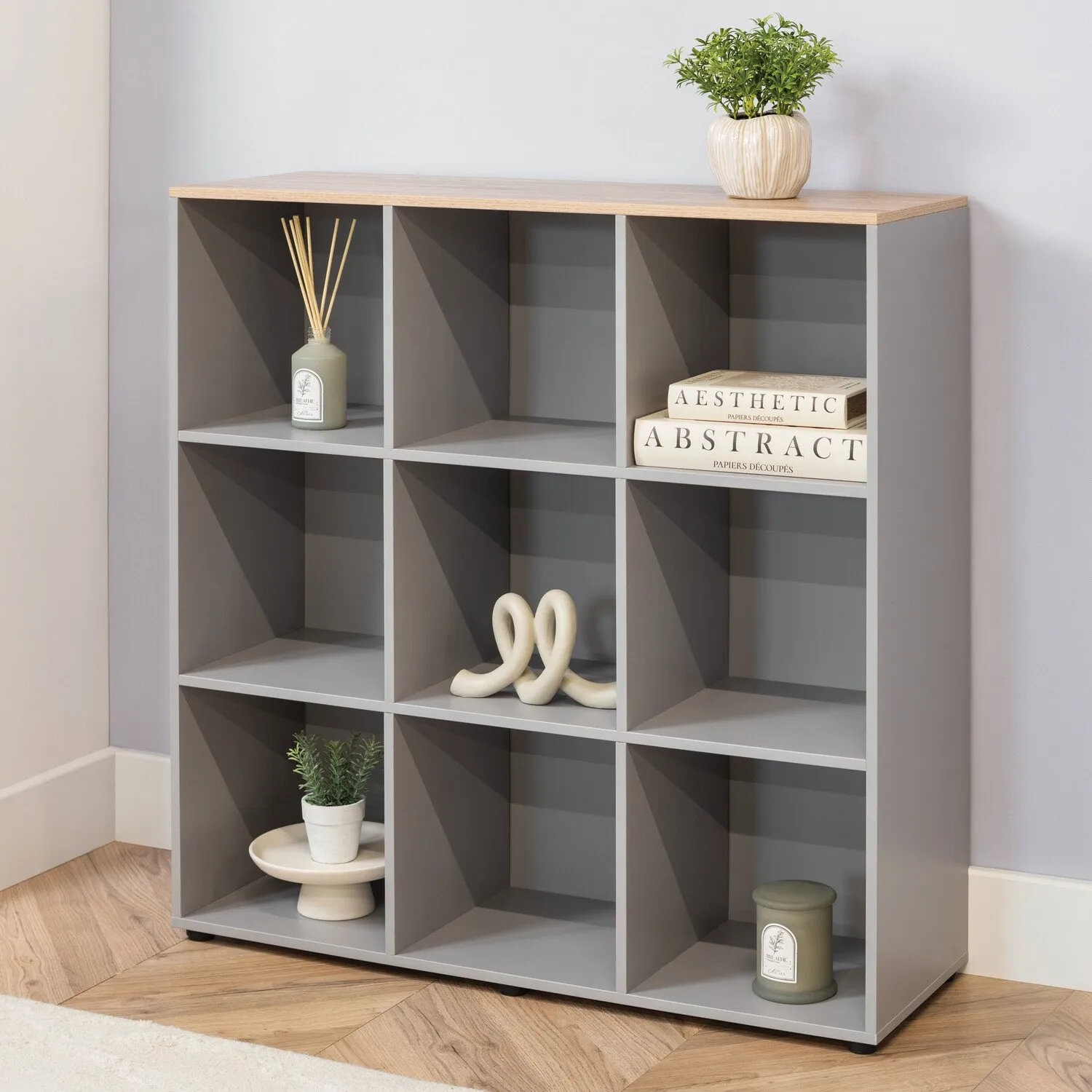 Cuba Sonoma Oak 9 Shelf Storage Unit - Grey
