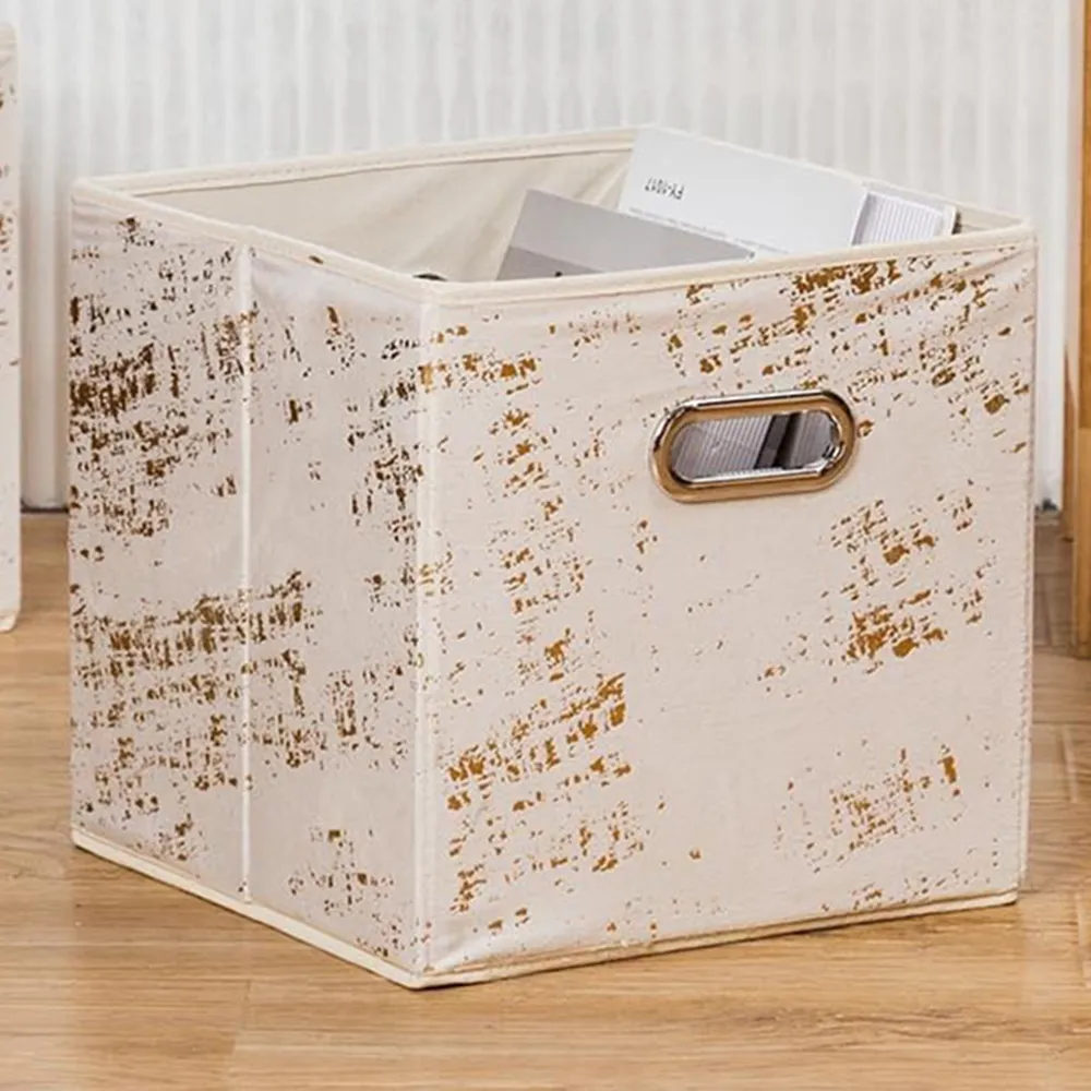 Cube Storage Basket - Distressed Gold image